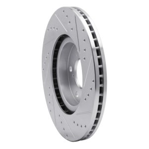 Acura TL Brake Rotor (1) - Front Left - R1 Concepts - Drilled & Slotted - Silver - `09-`14